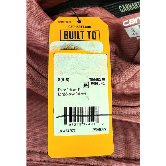 Carhartt Force Relaxed Fit Long Sleeve Pullover Mock Neck Sweatshirt Small Mauve - Picture 11 of 13